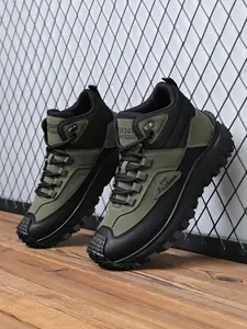 Men's Fashionable Patchwork Lace Up Low Top Sneakers, Casual Comfortable Breathable Sports Running Shoes, Male All-match Round Toe Shoes for Daily Wear, Closed