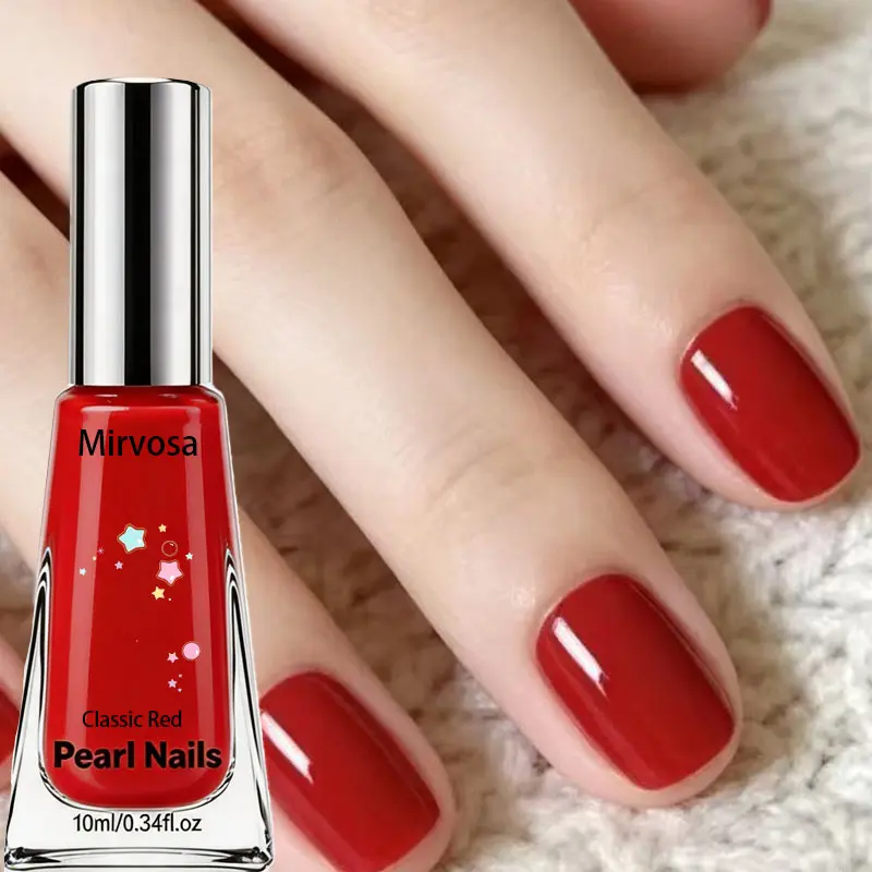 Classic Red Bright Gloss Nail Lacquer - Rich True-Red Non-Gel Nail Polish with Eye-Catching Shiny Effect, Ideal for Festival and Vacation Fingernail & Toenail Art