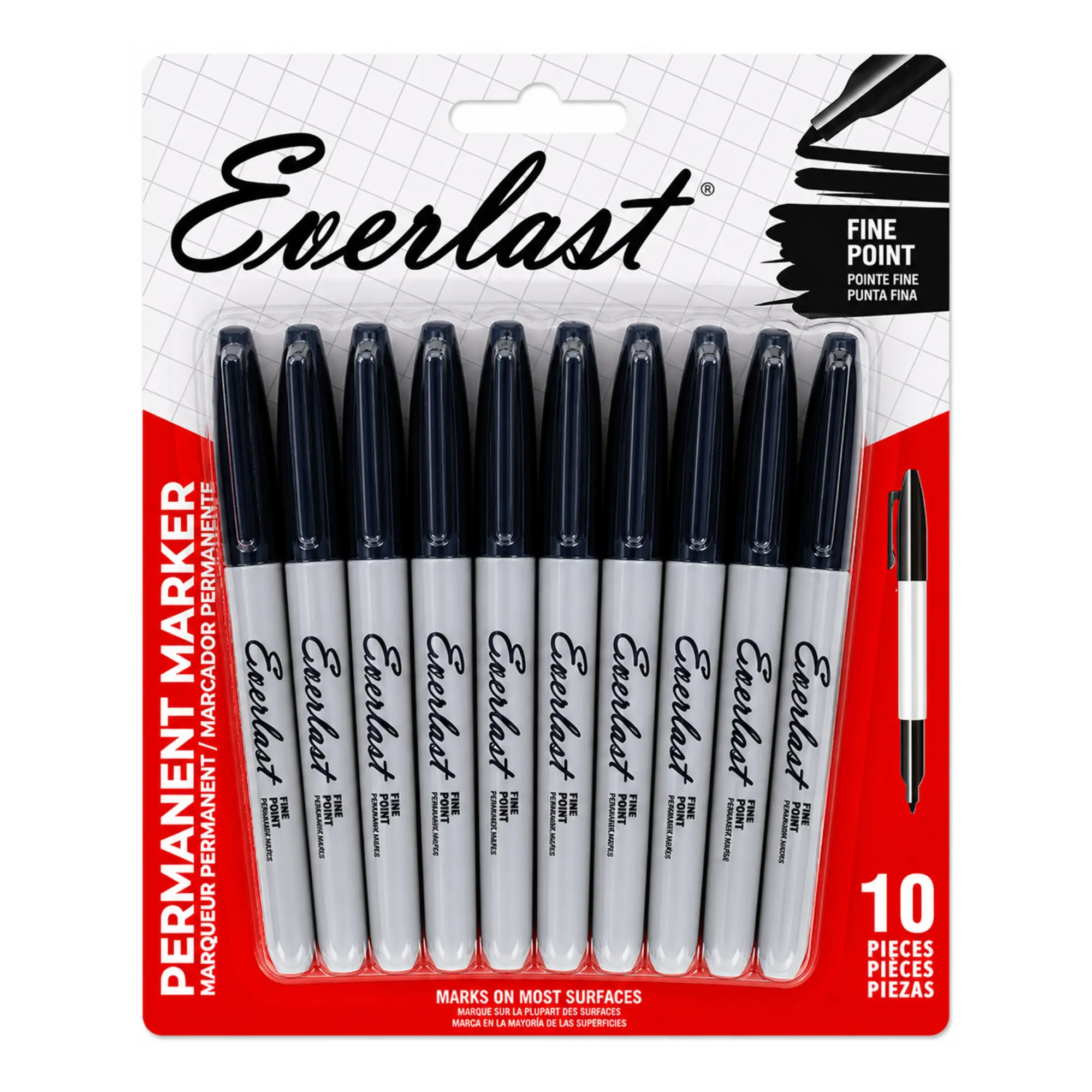 Everlast Fine Point Black Permanent Marker Set 10 Pack Writing ...