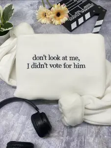 Don't Look At Me I Didn't Vote For Him Embroidered Sweatshirt, Kamala Harris Embroidered Sweatshirt, Kamala Harris Sweatshirt, Kamala Harris 2024 Election Shirt, Democratic Party Shirt, Election Sweatshirt