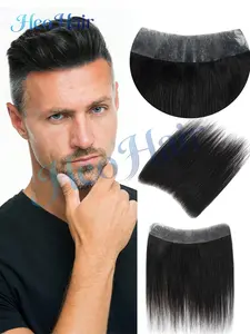 Men Forehead Hairline Toupee 100% Human Hair Skin PU Man Hairpieces Frontal Hair Topper For Receding Natural Hairline Replacement Systems