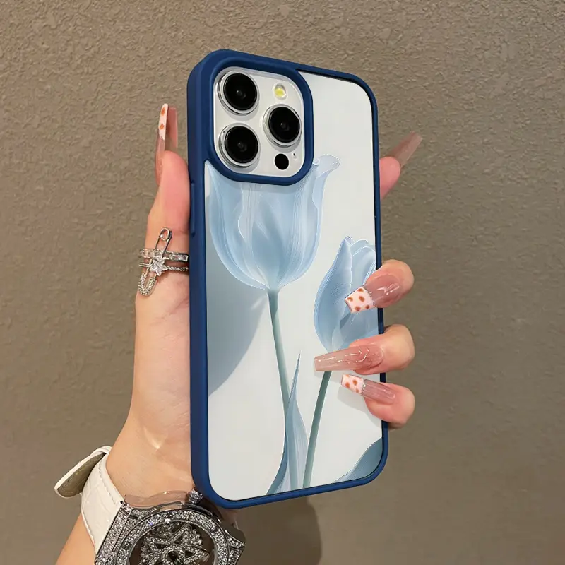 Magnetic Smartphone Case for iPhone 11/12/13/14/15/16/17 Pro Max, Serene Tulips Design, MagSafe Compatible, Lightweight, Anti-Fall Protection for Handheld Cellphone Devices, Girly Chic Style