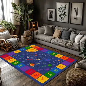 Kids Space Solar System Alphabet Crystal Velvet Area Rug Colorful Non‑Slip Educational Children Game Room Rug#KidsSpaceAlphabetRug #SolarSystemPlayRug #EducationalDecor #ColorfulSpaceCarpet #CrystalVelvetRug