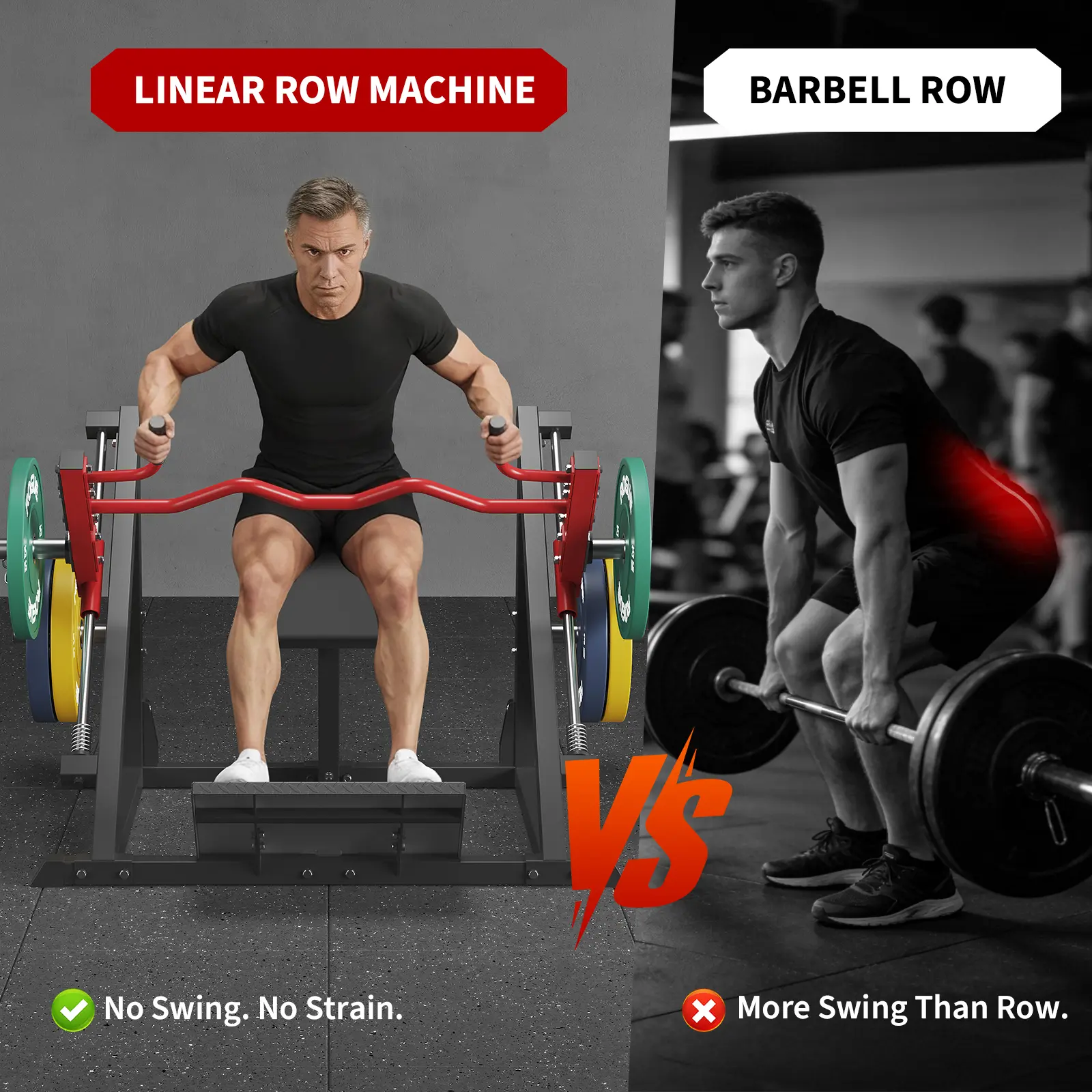 500 lbs Capacity Plate-Loaded Linear Row Machine for Home Gym, Chest Supported Linear Row Machine with Multi-Grip Handle, Adjustable Chest Support, Linear Bearings, Compact Smith-Style Row Trainer, Compatible with Bumper Plates