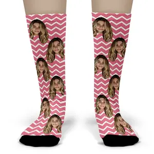 Custom Chevron Socks – Personalized Face Photo Gift with Stylish Pattern