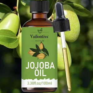 100ml Jojoba Carrier Oil, Natural Cold Pressed Jojoba Oil for Face, Body, Nail, Hair and Eyelash Care, Moisturizing Body & Massage Oil for Women & Men, Soothing Oil