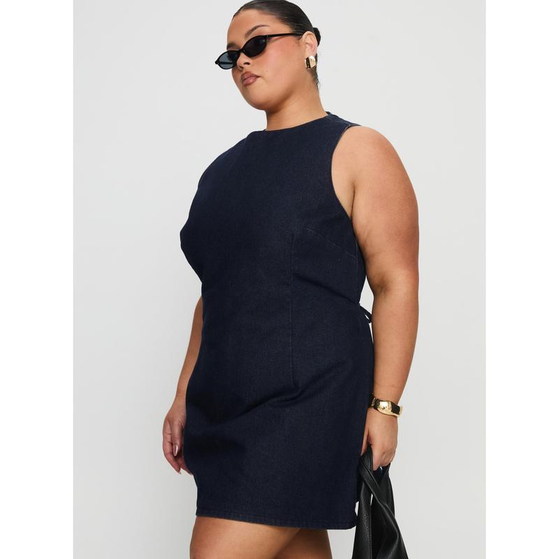 Ainsleigh Shift Denim Playsuit Dark Wash Curve