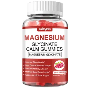 Wildopolis Magnesium Glycinate Calm Gummies Supplement - 60 Gummies with Calcium Zinc Vitamin D6 & D for Calm Mood Sleep Support for Health Fitness Healthcare Muscle Dietary Bathroom
