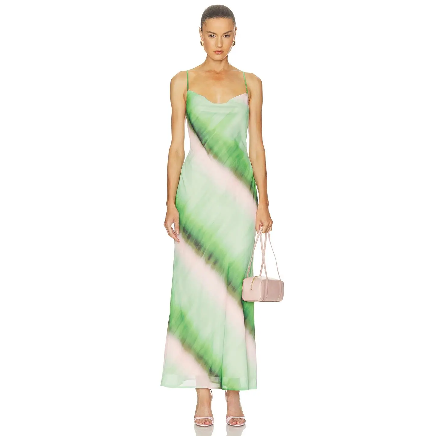 SEVEN WONDERS Biancha Cowl Cross Back Maxi Dress in Biancha Green
