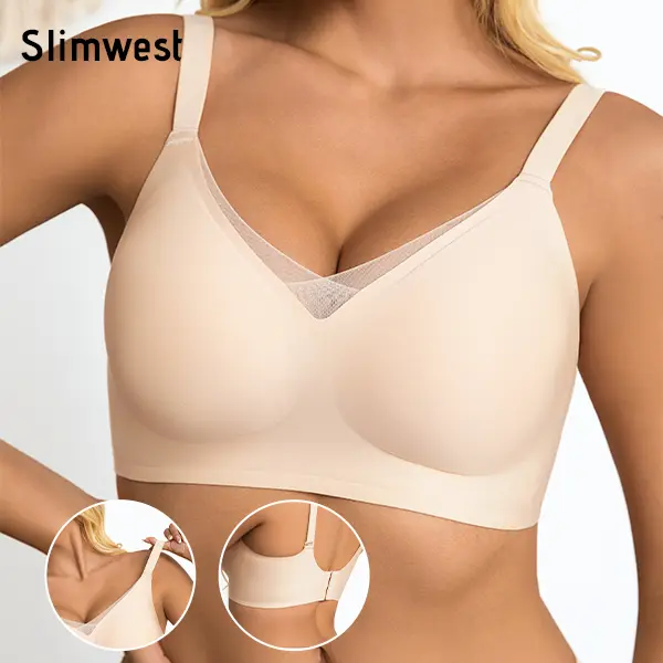 Slimwest Womens Wireless Bras y MeshComfortable Bralette Supportive Tshirt Bra NoUnderwire Seamless Push Up Everyday Bras