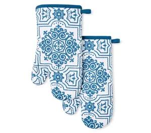 MARTHA STEWART Strie Medallion Oven Mitt 2-PackSet
