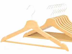Wooden Hangers Non-Slip Wood Hangers With 360° Swivel Hook & Notches Slim Coat Hangers For Shirt Suit Jacket Dress 8 Pack