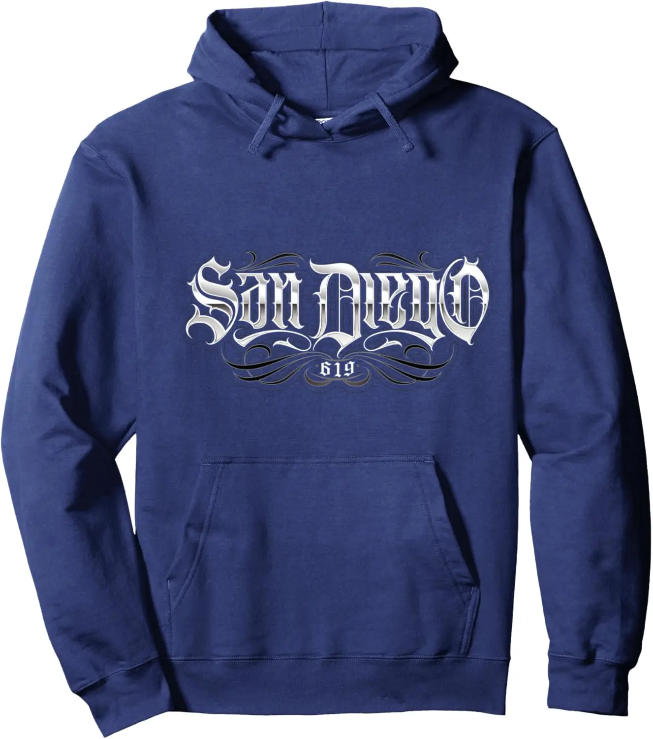 San Diego Area Code 619 Lowrider Script Unisex Graphic Pullover Hoodie Sweatshirt, Hoodie, Comfort Colors