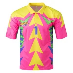 Retro Pink Goalkeeper Football Jersey – Mexico Inspired Colorblock Soccer Shirt, Vintage Athletic Streetwear Sports Top