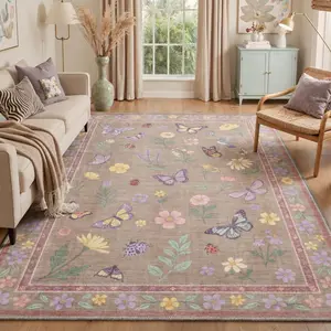 【Deals For You Days】BEIMO Soft Area Rug – Pet Friendly, Non-Slip, Machine Washable Floor Rug, Perfect Home Carpet for Living Room, Bedroom, Kitchen, Hallway, Stylish Interior Decor ,ARN5029-LINEN BLOOM