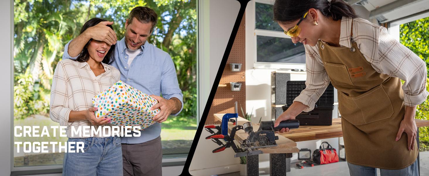 Fanttik O11 Pro Cordless Circular Saw Kit Set - 3-3/8 Inches, 4500RPM Brushless Motor, 1" Max Cutting Depth, 0-45° Bevel, Built-in Batteries, 2 Blades, Dust Port, Ideal for Cutting Wood, DIY Furniture, Home Renovation, Cordless Saw, Lithium Ion