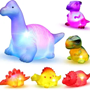 Light-Up Floating Dinosaur Bath Toy, 6 Count/Set Water-Activated Color-Changing Dinosaur Toys, Floating Dinosaur Toys for Bathroom and Swimming Pool