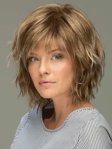 Fashionable Layered Bob Wigs for Women, Gorgeous Fluffy Wigs with Bangs, Synthetic Full Machine Wigs for Party, Daily Use, Hair Replacement Wigs