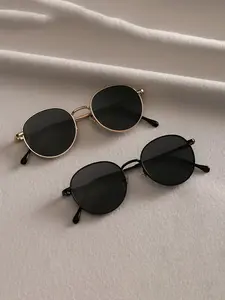 Unisex Vintage Round Frame Glasses, Trendy Casual Glasses for Everyday Use, Fashion Accessories for Outdoor Activities