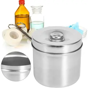 Stainless Steel Ointment Jar Dressing Cotton Box Iodophor Gauze Container Lid Reagent Bottles Medical Supplies for Hospital Home Use