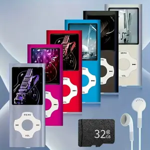 Mp3 Audio Player with 32GB Memory Card, Noise Isolation Headphones, Volume Control, Music Video Image Recording, Portable USB Media Player