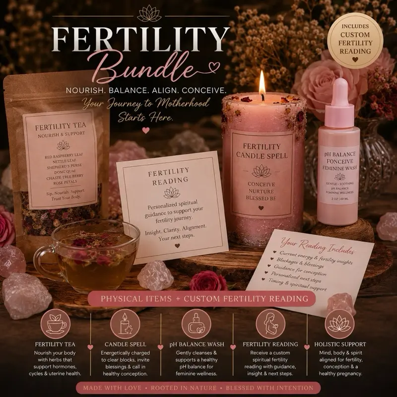 Fertility Ritual Bundle | Herbal Tea, Vital Drops, Blush Lux pH  Soap, Ritual Candle + Personalized Fertility Reading | Complete Self-Care Gift Set