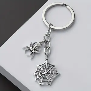 1pc Spider Web Alloy Keychain Punk Classic Style Car Bag Pendant