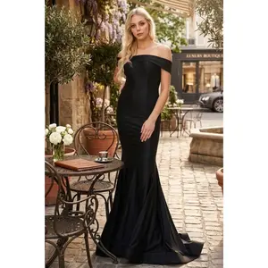 Black Bridesmaid Dresses-Inexpensive Amelia Couture 373 Off Shoulder