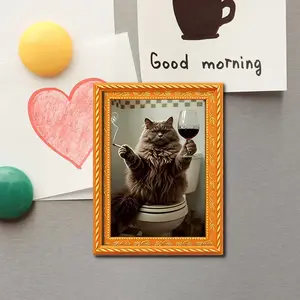 Cute Cat Kitty Drinking Wine Refrigerator Magnet, Adorable Home Decor, Kitchen Decor, Decoration, Perfect Gift for Thanksgiving, Christmas, Valentine's Day