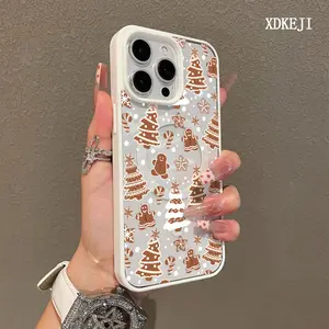 Cute Christmas tree and snowflake Pattern Magnetic Phone Case for iPhone 15 16 14 17 Pro Max 13 12 11 Plus Air Cellphone Shockproof Protector Acrylic MagSafe Cover Supports Wireless Charging Smartphone protective cover Casing Protector Gift