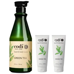 Codi Green Tea Hand & Body Moisturizer Lotion (750mL + 2-Pack 100mL) - Gentle, Hydrating, Lightweight, Non-Greasy, Nourishing Cherry-Scented Formula, Smooth Daily Moisture-Boost for All Skin Types