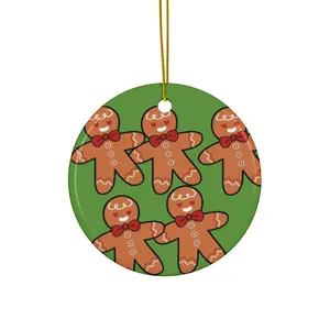 Christmas Gingerbread Man Ceramic Ornament, Holiday Decor, Xmas Tree Decoration, Festive Ornament Gift, Winter Home Decor