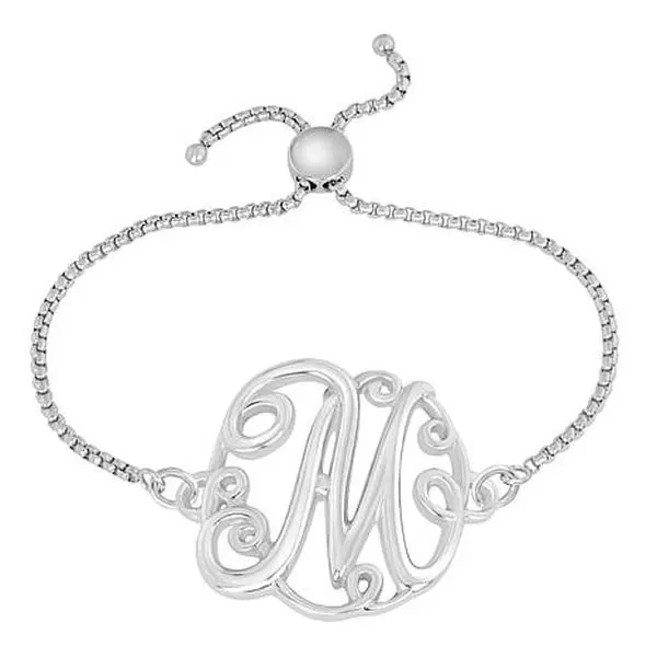 Stately Steel Stainless Steel Initial Chain Adjustable Bracelet