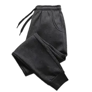 Men’s Casual Solid-Color Fleece-Lined Joggers — Comfortable sweatpants with pockets, perfect for fall and winter, ideal for sports and fitness