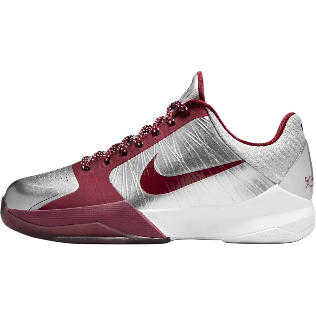 Nike Kobe 5 Lower Merion Aces Away 2026 Comfort Basketball Shoes Kids'' Metallic Silver Team Red White HM9522-001