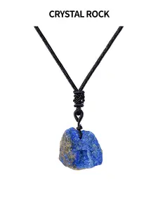 Crystal Raw Stone Pendant Necklace, Irregular Shape Lapis Lazuli Jewelry, Spiritual Healing Meditation Yoga, Decorative Gift
