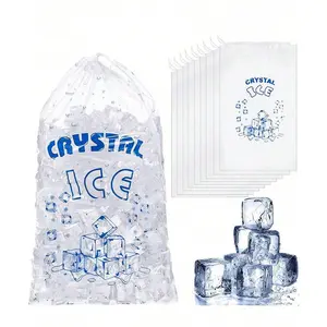 5pcs 8lb Ice Bags for Ice Makers, Reusable Thickened Ice Block Bags with Drawstring, Portable Storage Bag for Outdoor Parties, Home Kitchen, Restaurant