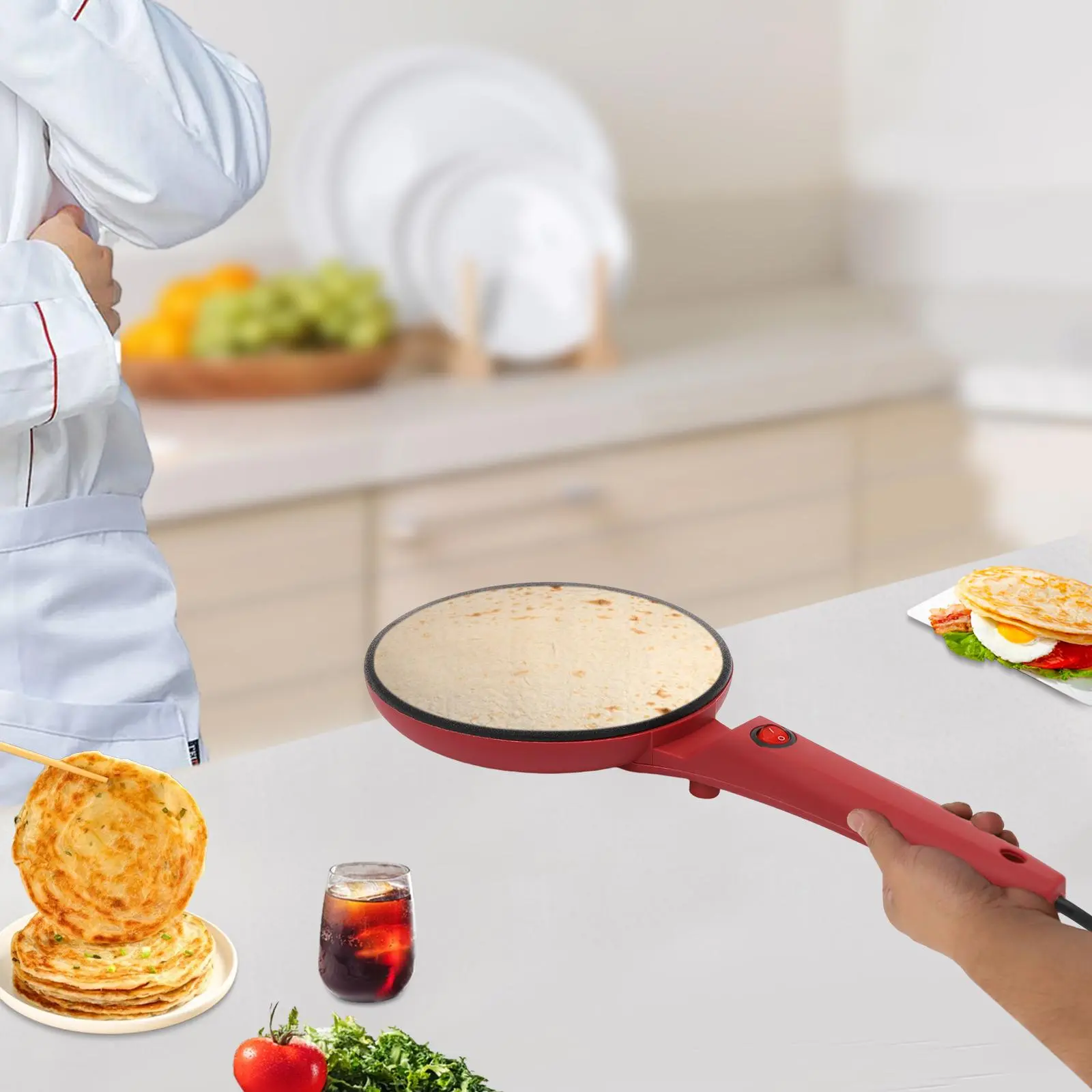 Crepe Maker Electric,Portable Instant Crepe Maker,Crepe Pan Nonstick Automatic Temperature,Electric Crepe Maker for Crepes, Pancakes, Tortillas