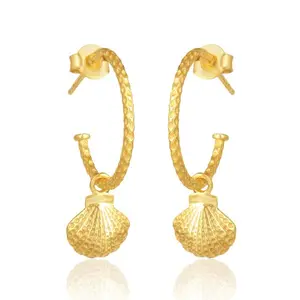 Ocean Breeze Seashell Hoop Earrings – Textured Sterling Silver Charm