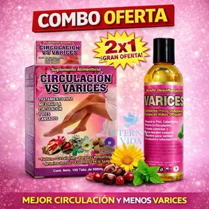 COMBO especial de VARICES - 100 Tabs 500mg & Antioxidant Oil for Improved Circulation & Varicose Vein Relief - Healthcare, Vitamin