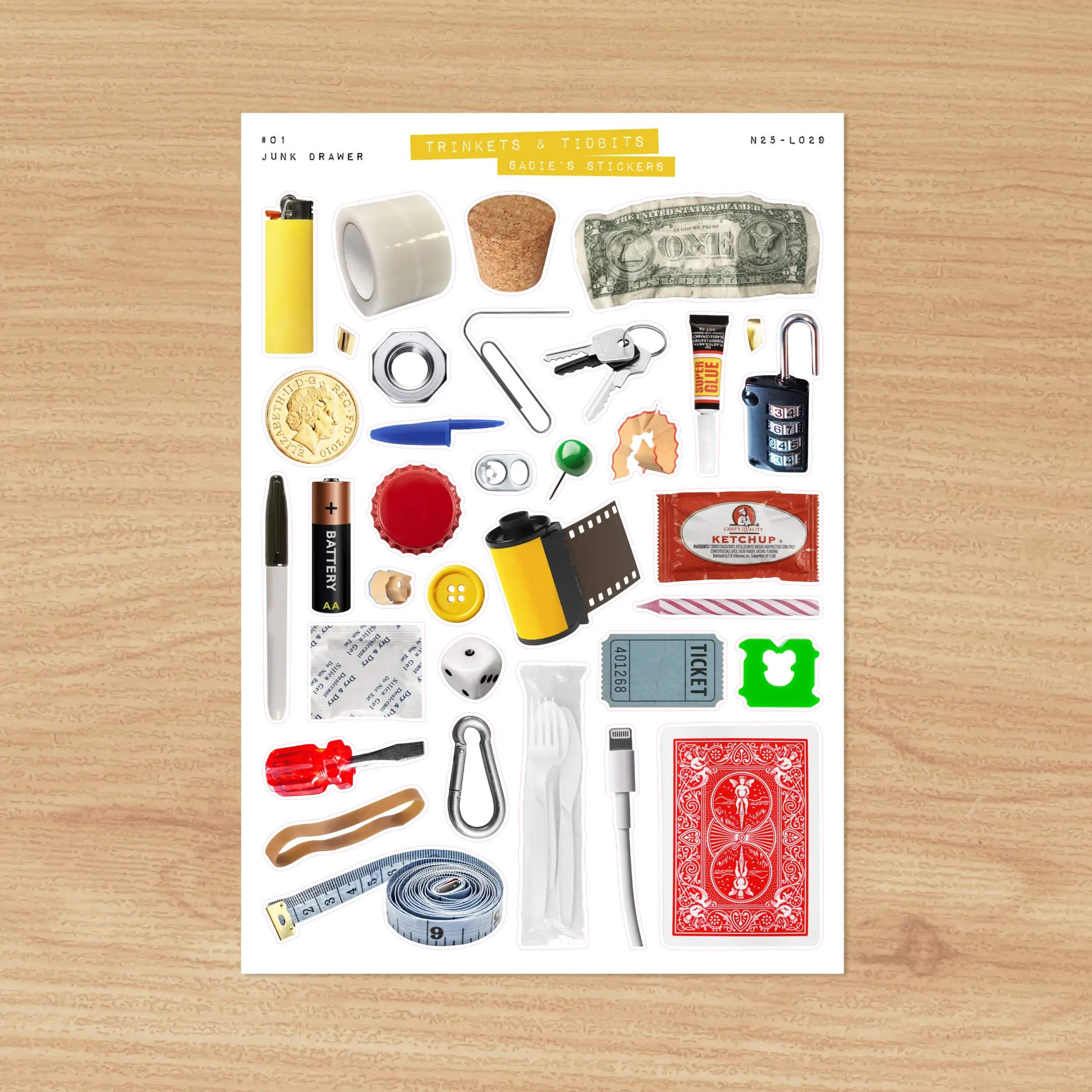 Junk Drawer Trinkets • Junk Journal Sticker Sheet • Trinkets & Tidbits • Scrapbook Stickers • Vision Board • Moodboard Sticker Aesthetic