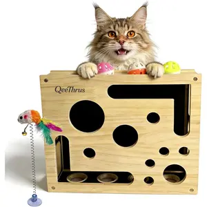 Interactive Cat Nail File Trimmer Toys for Bored Indoor Adult Cats, Cat Treat Puzzle Feeder Box