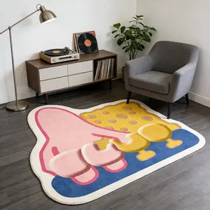 Cartoon carpet, Soft fluffy rug, 1 pcs, decorative floor mat, cute butt-pinching pattern floor mat, modern ins style carpet, soft plush foot mat, machine washable and non-slip, suitable for living room, bedroom carpet, birthday gift for frien