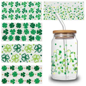 5 Sheet Green Clover UV DTF Stickers Unicorn Heart Faithful Messages Positive Affirmations for 16 Oz Tumbler Hopeful Quotes