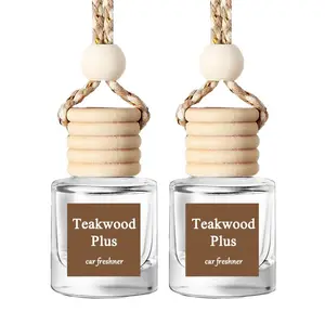 Car Air Freshener Hanging 2 Pack, Car Fragrance Set, Teakwood Plus Essential Oil Diffuser, Long Lasting 45+ Days, Cute Design, Car Scents, Car Accessories for Women