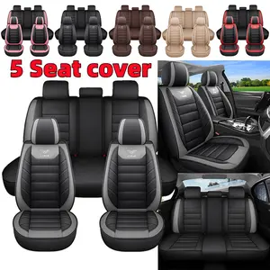 5-Seat Full Set Car Seat Covers Waterproof Wear-Resistant Stain-Resistant PU Leather for Front & Rear Seats Soft Comfortable Interior Protection