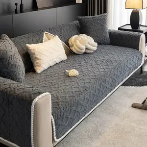 Solid color sofa cover 5pc solid color plush sofa cushion set, simple and modern, pet friendly, warm and comfortable, suitable for 1/2/3/4 seat sofas