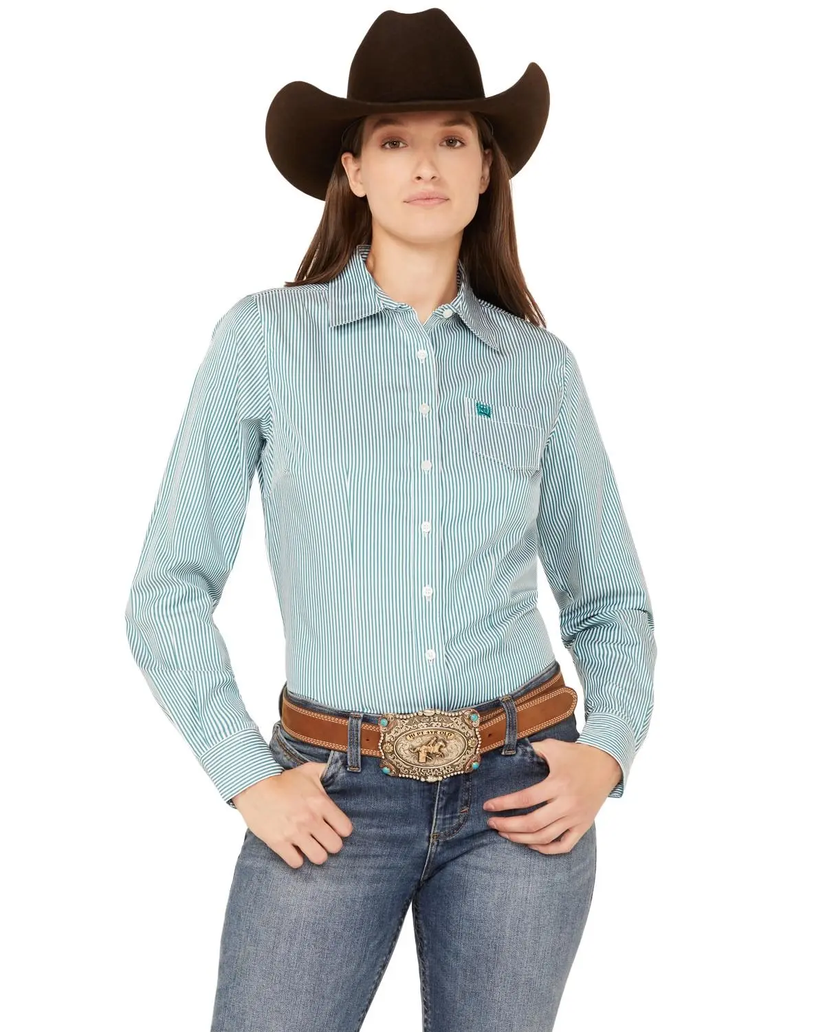 Cinch Women's Women'S Tencel&Trade; Striped Long Sleeve Button-Down Western - Msw9164088