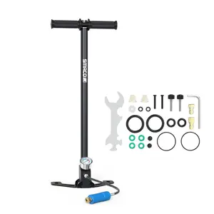 SMACO 4500PSI 30MPa 4 Stage Hand Pump For PCP Air Rifle Paintball Mini Scuba Tank Under 0.7L With Oil Water Separator Pressure Gauge Flexible Hose Brass Fitting High Pressure Inflator Emergency Air Supply Outdoor Camping Survival Gear