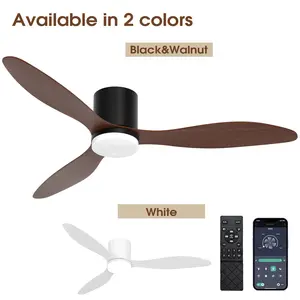 52" Smart Ceiling Fans, Wall-Mounted Fans, with Dimmable LED Light | APP/Remote Control, Adjustable 6 Speeds, 3-Color Temp (3000K-6000K), for Bedroom Living Room Office Workshop Garage